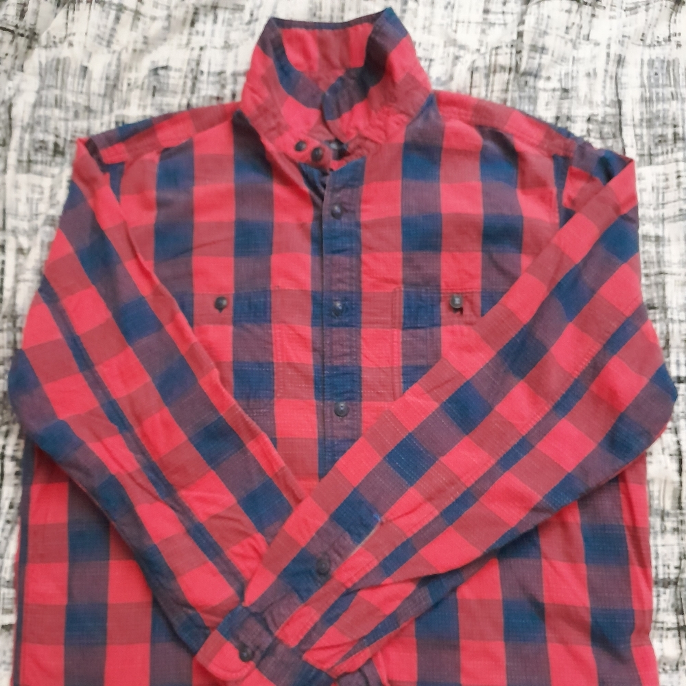 A mens checkerboard button shirt